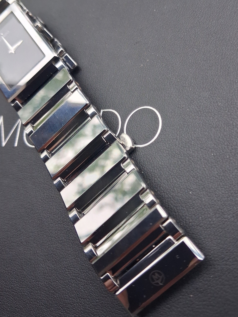 Movado Men's Stainless Steel Rectangular Bracelet Watch - Black Dial - Picture 5 of 13